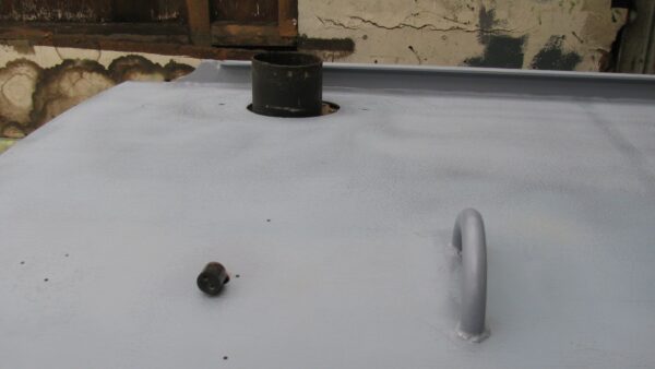 Chimney exposed and holes welded up