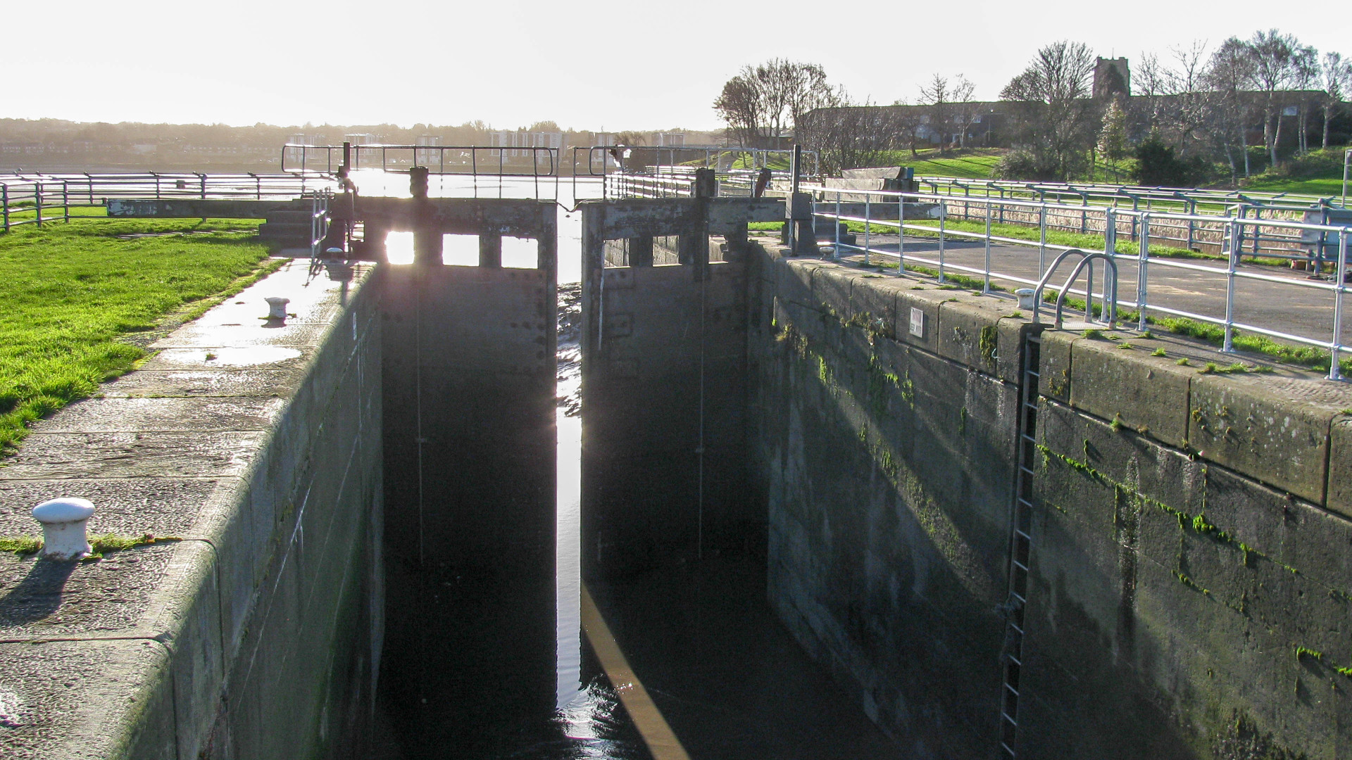 The tide is out at the St Helens Canal entrance lock