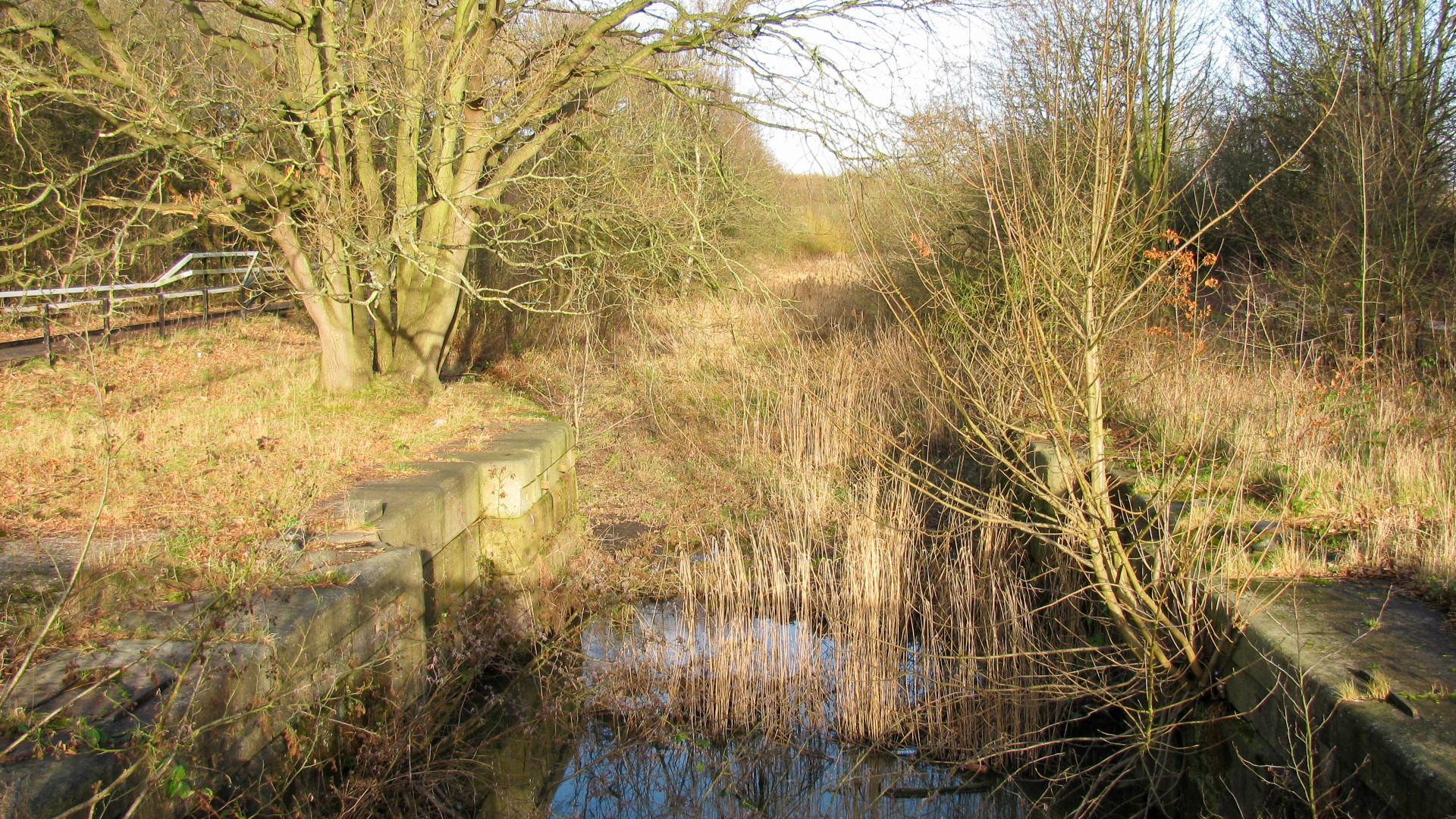 Bewsey Lock, awaiting restoration, and the channel northwards