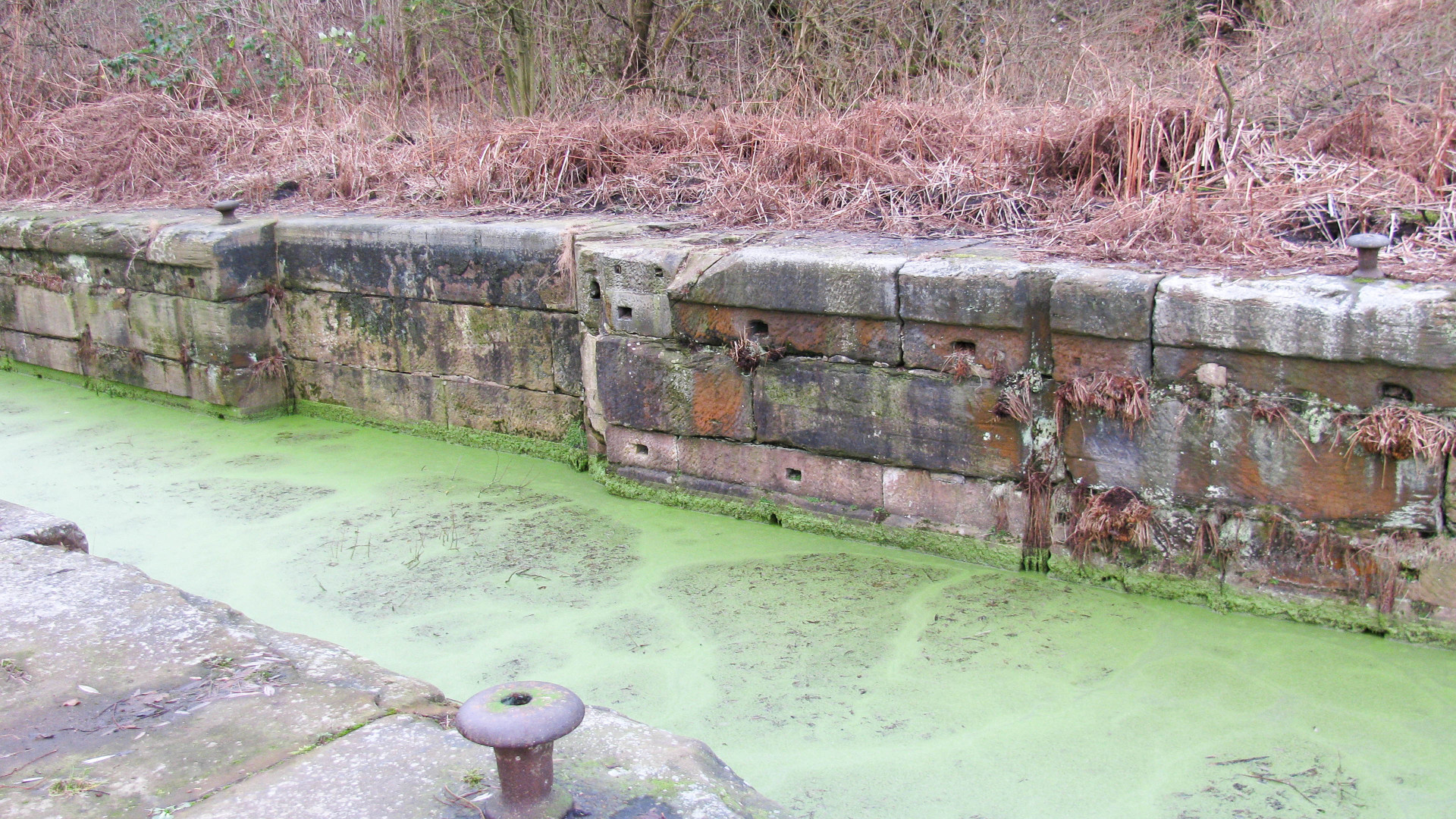 Interesting holes in the stonework at Bradley Lock