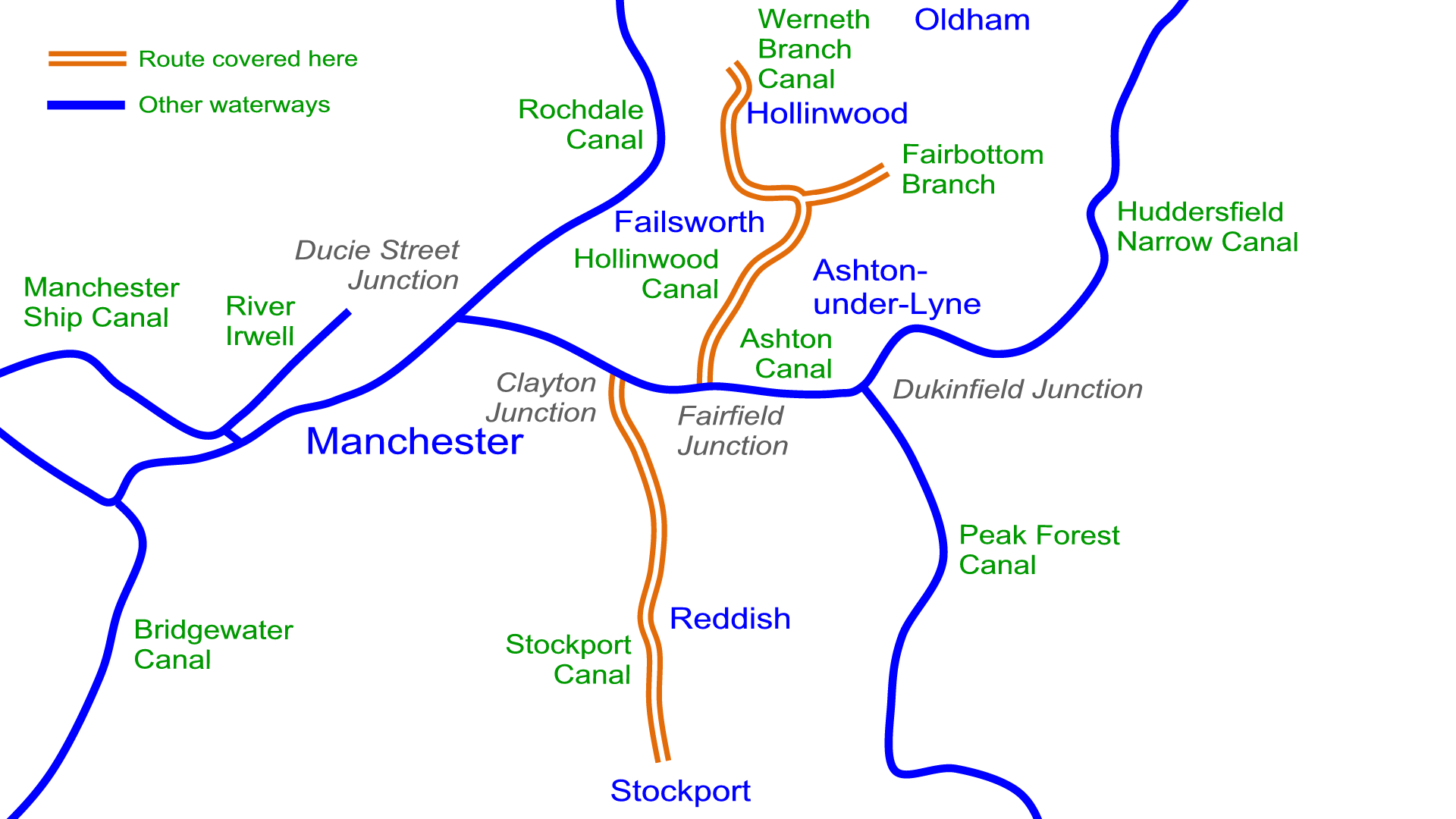 Route of Hollinwood and Stockport Canals