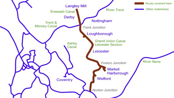 Route covered by the Grand Union Canal - Leicester Section DVDs