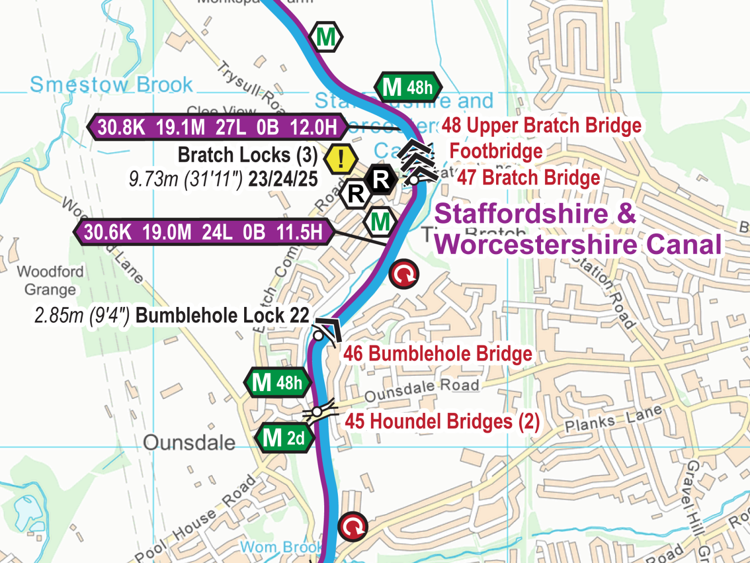 Staffs Worcester Canal Maps Waterway Routes