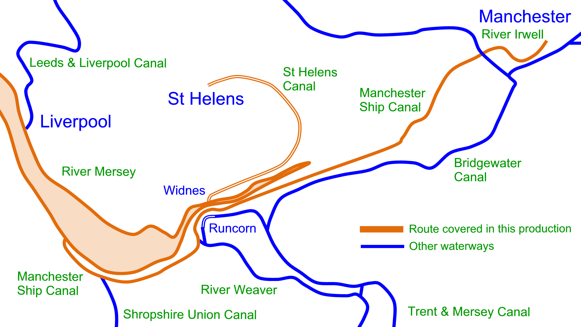 Route show. Wuyang River на карте. Mersey and Irwell Navigatio.